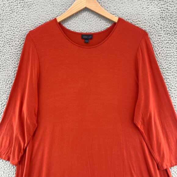 J Jill Top Womens Extra Large Orange Wearever 3/4 Sleeve Stretch Tunic Pullover - Picture 2 of 10